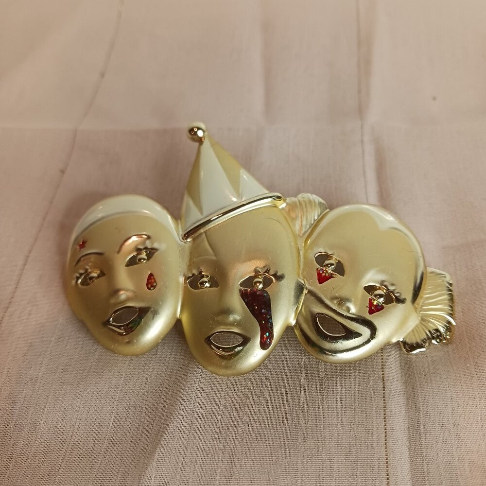 Vintage AJC Clown Faces Brooch